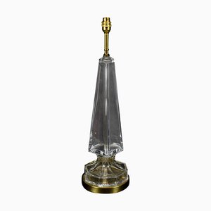 Lampada da tavolo Obelisco Mid-Century in vetro e ottone