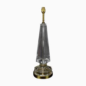 Mid-Century Glas & Messing Obelisk Tischlampe