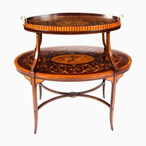 19th Century English Marquetry Etagere Tray Table