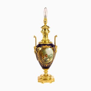 Lampada da tavolo Sevres in porcellana e bronzo dorato, XIX secolo