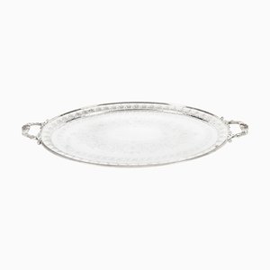 Victorian Neoclassical Oval Silver-Plated Tray by William Hutton, 19th-Century