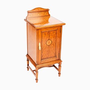 Victorian Satinwood & Inlaid Bedside Cabinet, 19th Century
