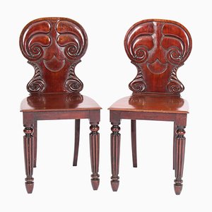 Regency Mahogany Hall Chairs from Gilllows, 19th Century, Set of 2