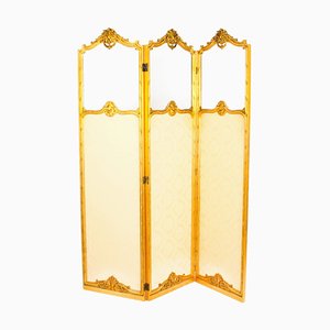 French Giltwood Trifold Dressing Screen, 19th Century