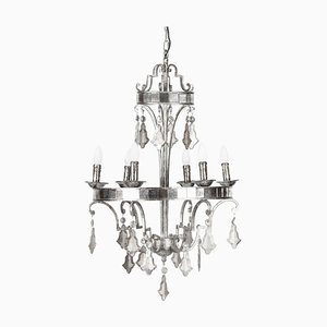 Silvered Bronze and Mirrored Chandelier, Late 20th Century