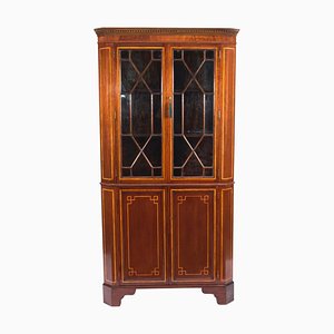 Victorian Inlaid Two-Door Corner Cabinet, 19th Century