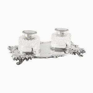 19th Century English Silver Inkstand by J Dixon, 1899, Set of 3