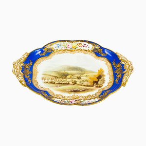 Plato con paisaje de porcelana del siglo XIX de Royal Worcester