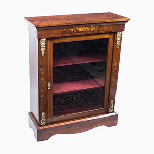 19th Century Victorian Burr Walnut Marquetry Pier Cabinet