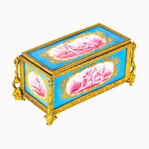 French Sevres Porcelain and Ormolu Jewelry Casket, 19th Century