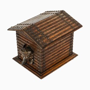 Black Forest Dog Kennel Cigar Box or Humidor in Oak, 19th Century