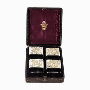 Silver Plated Napkin Rings in Case from Elkington, 19th Century, Set of 5