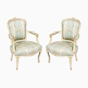 Louis Revival French Painted Armchairs, 19th Century, Set of 2