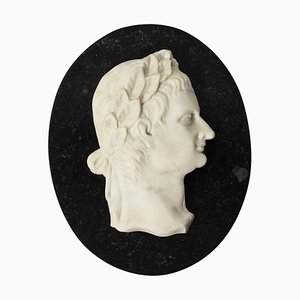 Italian Marble Profile Plaque of Roman Emperor Claudius, 19th Century