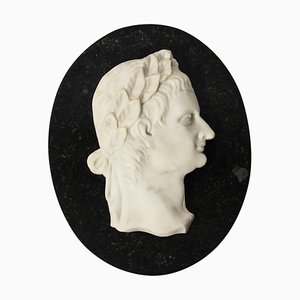 Plaque de Profil en Marbre de l'Empereur Romain Claude, 19ème Siècle