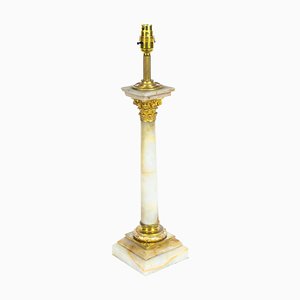 Lámpara de mesa victoriana de ónix con columna corintia, siglo XIX