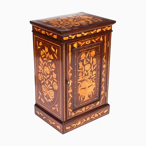 Dutch Freestanding Mahogany Marquetry Bedside Pedestal Cabinet, 19th Century