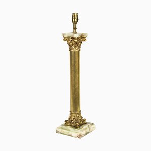 Lampada da tavolo in bronzo dorato e onice, Francia, XIX secolo