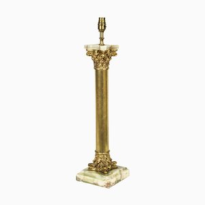Lámpara de mesa francesa de ormolú y ónix, siglo XIX