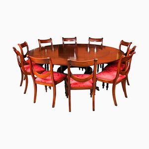 Jupe Dining Table, Leaf Cabinet, Lazy Susan & 10 Chairs, 20th Century, Set of 13