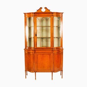 Vitrine Édouardienne en Bois de Satin Incrusté, 19ème Siècle