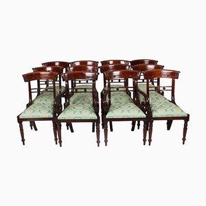 English Regency Revival Bar Back Dining Chairs, 20th Century, Set of 12