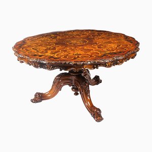 Burr Walnut Marquetry Dining or Centre Table, 19th Century
