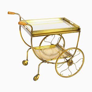 French Modernist Gilded Drinks Serving Trolley, Mid-20th Century