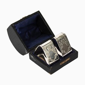 Portatovaglioli vittoriani placcati in argento, XIX secolo, set di 3