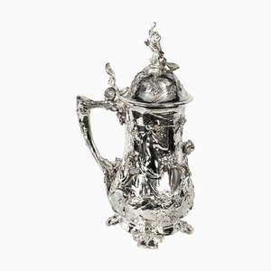 Art Nouveau Silver Plated Beer Stein, 1920s