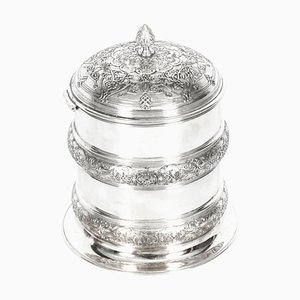 19th Century Silver Plate Drum Biscuit Box from Elkington & Co