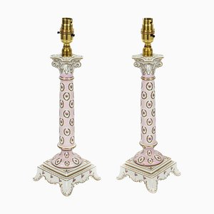 Lámparas de mesa Dresde Mid-Century de porcelana. Juego de 2