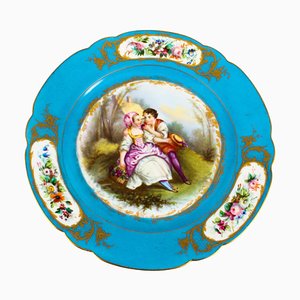 19th Century Blue Celeste Porcelain Plate from Sevres