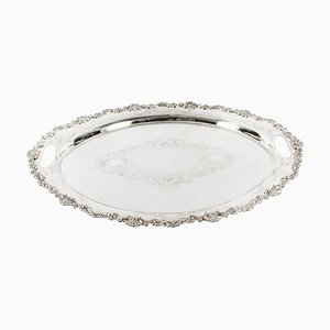 Irish Silver Plated Oval Tray from W. Gibson, 1870
