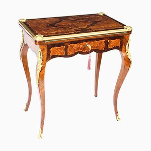 19th Century French Burr Walnut Marquetry Card or Writing Table