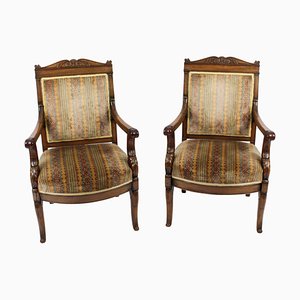 Set of 19th Century French Empire Armchair Fauteuils Chairs