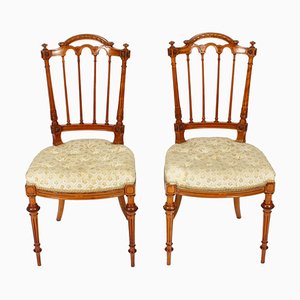 Victorian Satinwood Sheraton Revival Side Chairs, 19th-Century, Set of 2