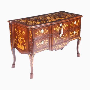 Dutch Mahogany and Marquetry Block Front Chest of Drawers or Chest, 19th-Century