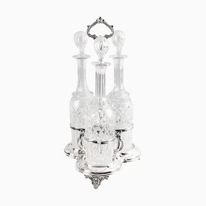 Decanter Sheffield placcato in argento Tantalus, XIX secolo, set di 4