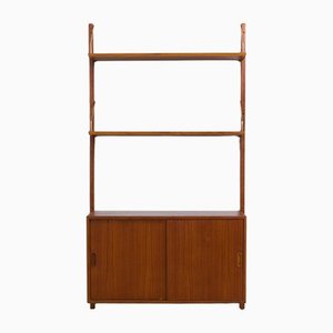 Danish Teak One Bay Wall Unit with 2 Shelves and 1 Sliding Doors Cabinet by Hansen Guldborg, 1960s