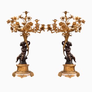 Antique Napoleon III Candelabra in Golden Bronze