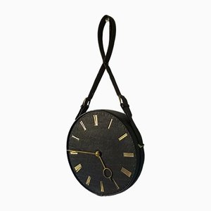 Horloge Murale Mid-Century en Cuir