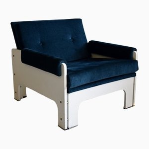 Sillón Mid-Century moderno en azul y blanco de T Spectrum