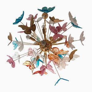 Transparenter Schmetterling Sputnik Kronleuchter aus Muranoglas von Murano Glas