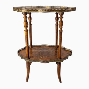 French Art Deco Brass & Poplar Serving Table or Side Table, 1930