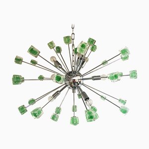 Green Cubes Murano Glass Oval Sputnik Chandelier from Murano Glass
