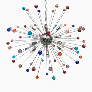 Großer Mehrfarbiger Sputnik Kronleuchter aus Muranoglas in Stern-Optik von Murano Glas