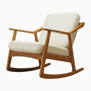 Sedia a dondolo in quercia di H. Brockmann Petersen per Randers Furniture Factory, Danimarca, anni '60