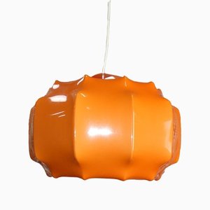 Lámpara de techo colgante de plástico naranja de Ilka Plast, años 70