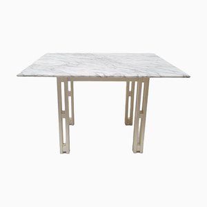 Carrara Marble & Oak Square Dining Table, 1970s